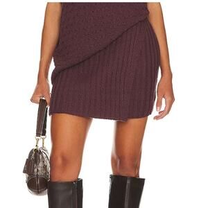 Free People Deep Plum Ribbed Mini Skirt